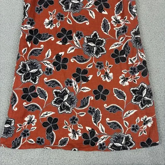 Garnet Hill Linen Dress 6 Beachy Floral Natural Pockets Sleeveless Resort 2022 - Picture 3 of 11